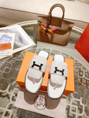 Hermes Sandals White