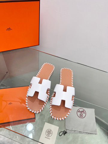 Hermes Shoes White Brown