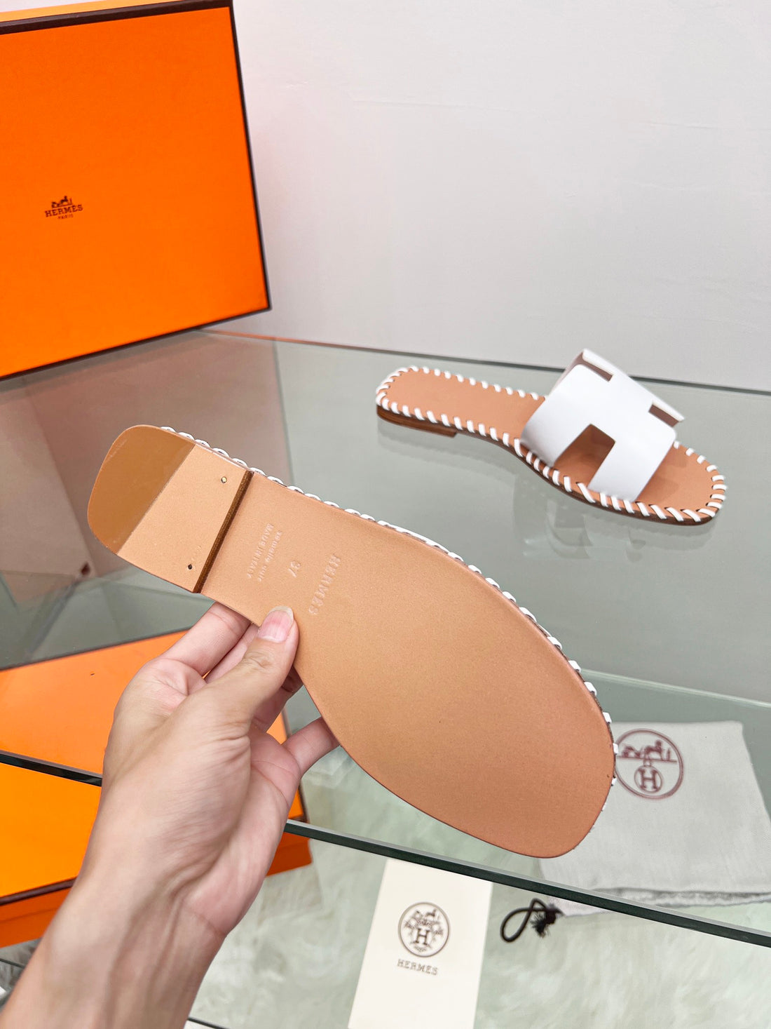 Hermes Shoes White Brown