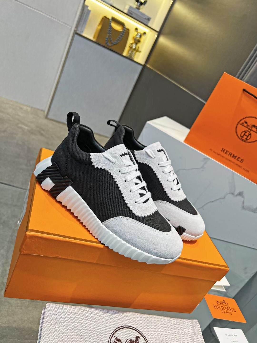 Hermes Shoes Black and White