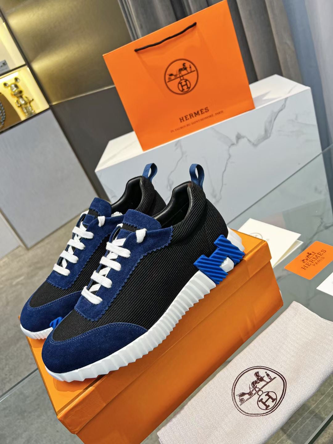 Hermes Shoe Black Blue