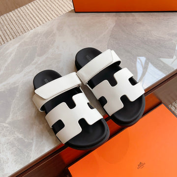 Hermes Sandals Black and White