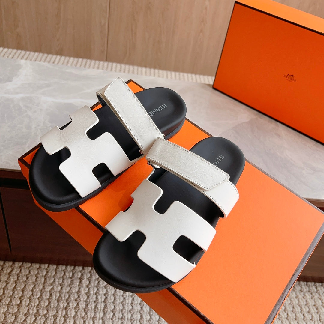 Hermes Sandals Black and White